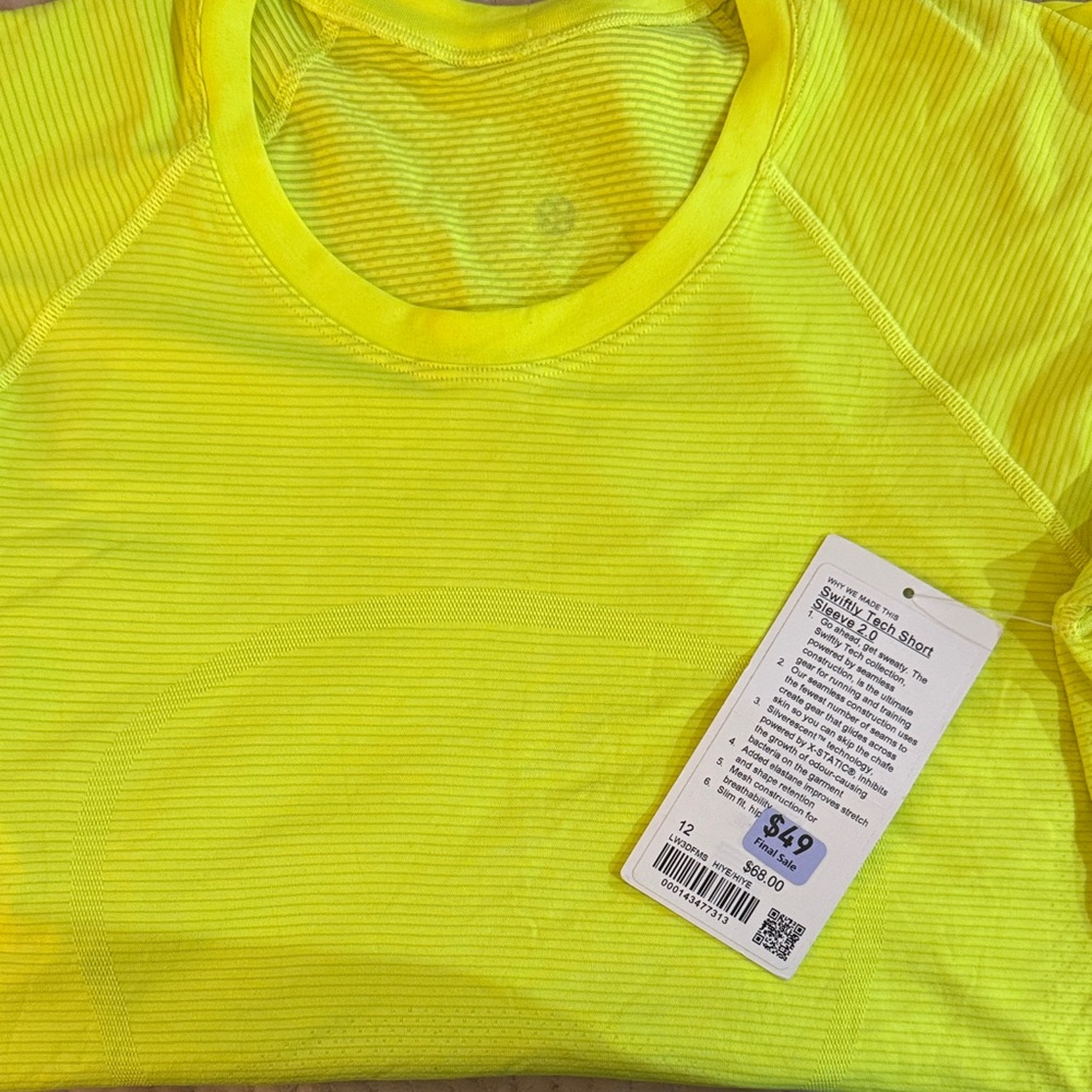 lululemon athletica Neon Yellow Short Sleeve Tee